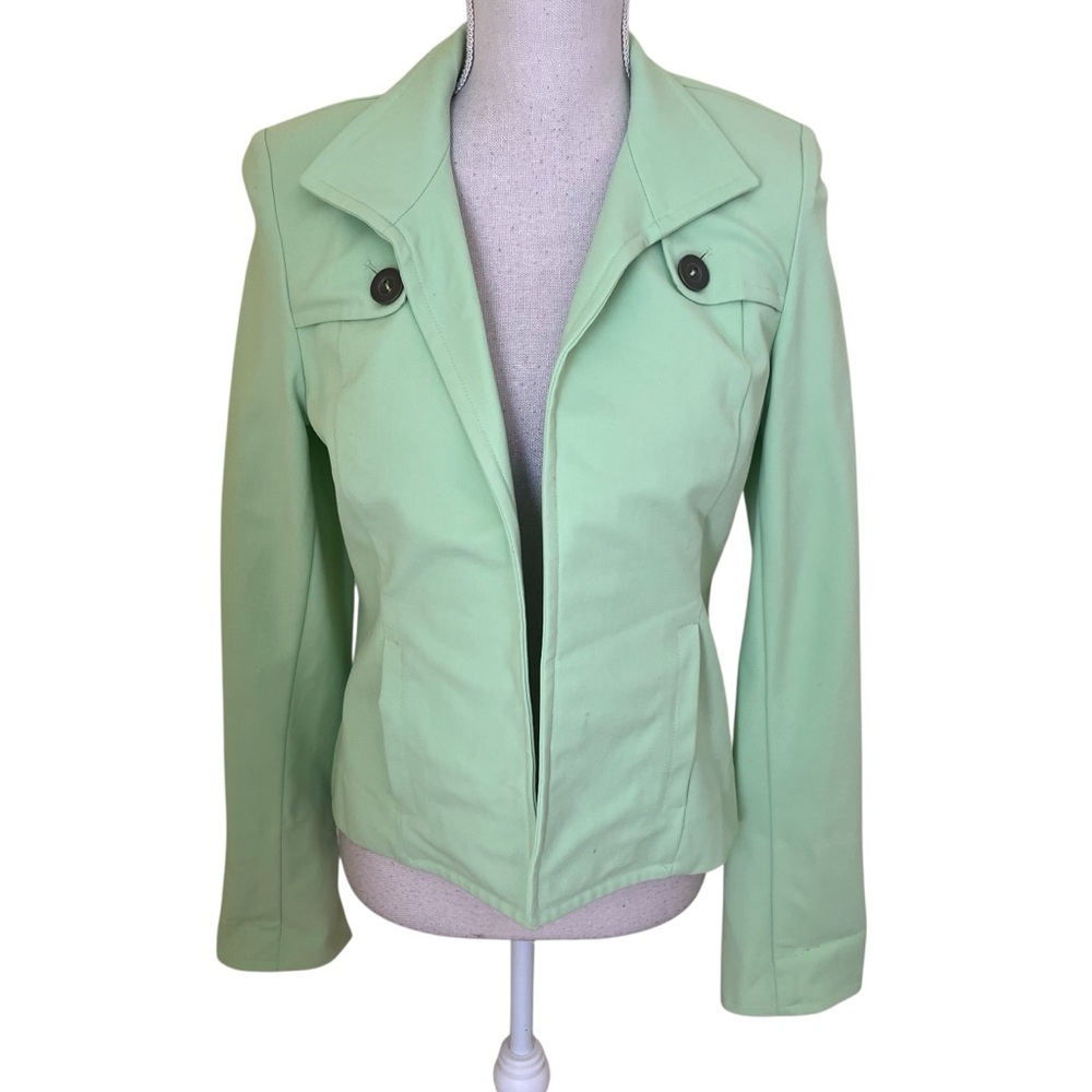 Nina Mclemore Light Green Open Front Stretch Jacket 4